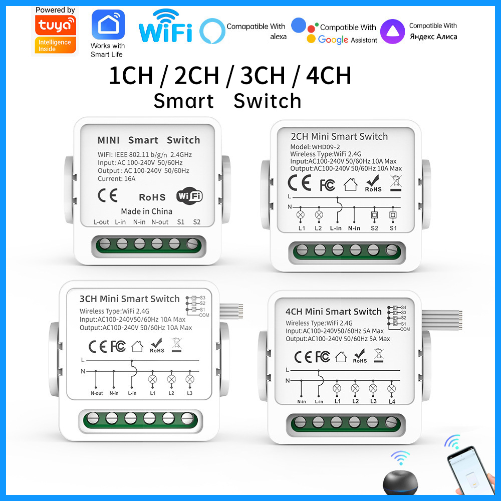 Smart Home Wiz - Interruptor Inteligente WiFi Tuya 1/2/3/4 Gangue