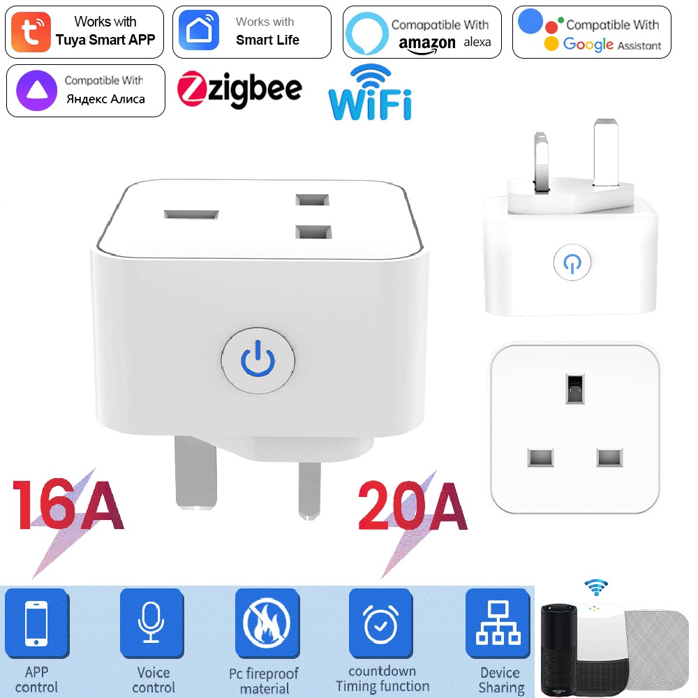 Smart Home Voice Assistant - Tomada Inteligente Tuya 16A/20A WiFi ou