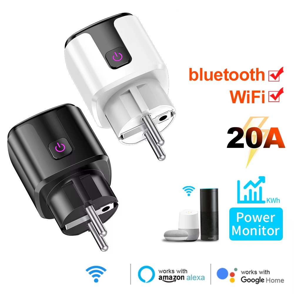 Smart Home Voice Assistant - Tomada Inteligente 20A EU com WiFi+Bluetooth
